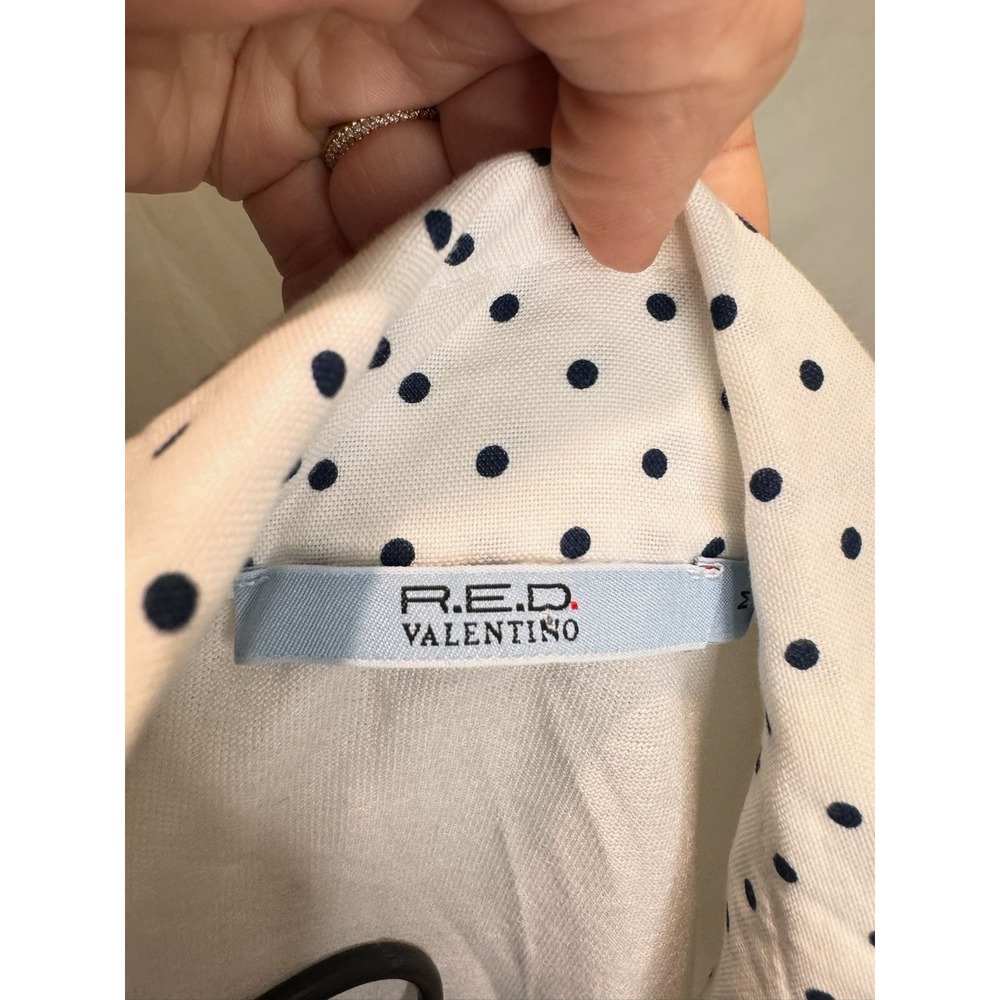 R.E.D. Valentino - Polka Dot Contrast Collar Top - White - M - Womens - Picture 5 of 6